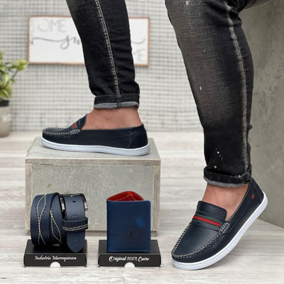 COMBO MOCASIN + BILLETERA + CORREA CABALLERO  100% CUERO