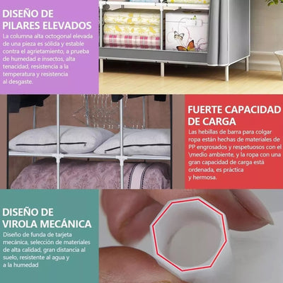 COMBO ARMARIO 3 PUESTOS + ZAPATERO DE 6 NIVELES