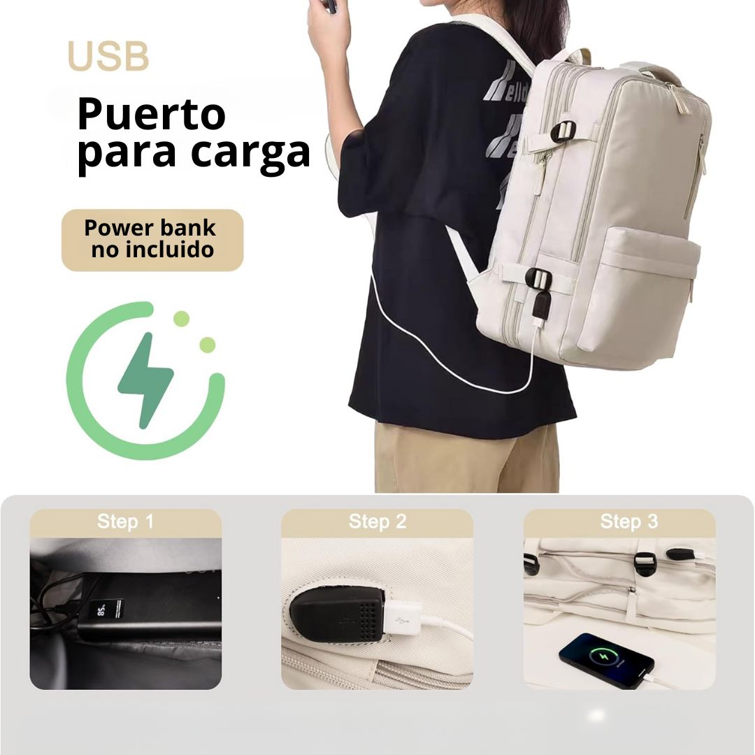 MALETA MORRAL VIAJERO CON USB 16 X 22 CM