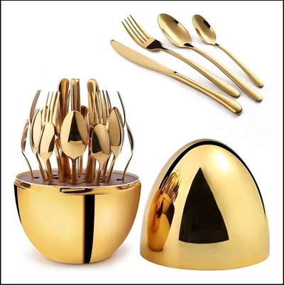JUEGO CUBIERTOS EN ESTUCHE HUEVO PREMIUM