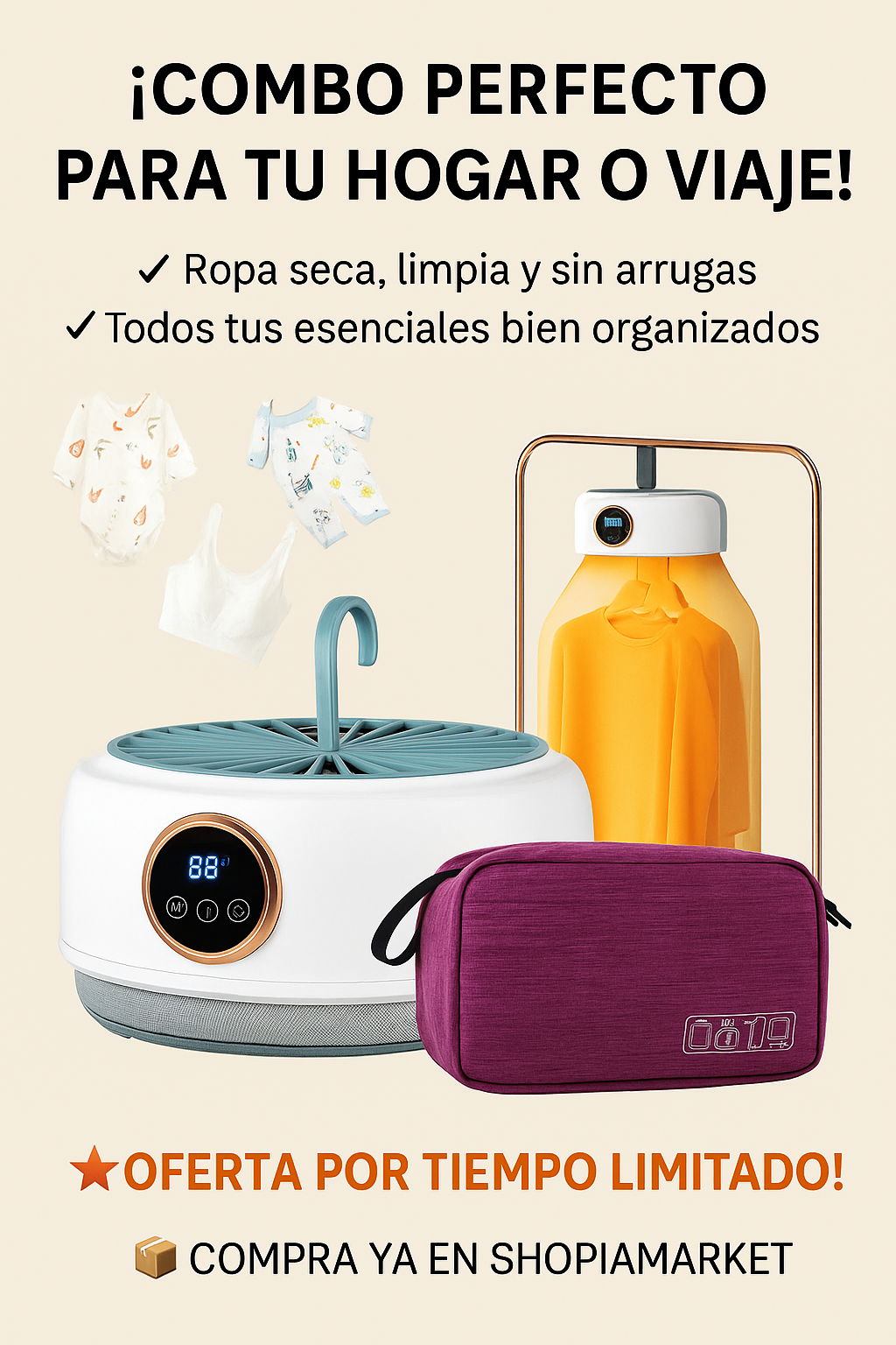 SET PORTATIL DE SECADO Y ORGANIZACION – Secadora + Neceser