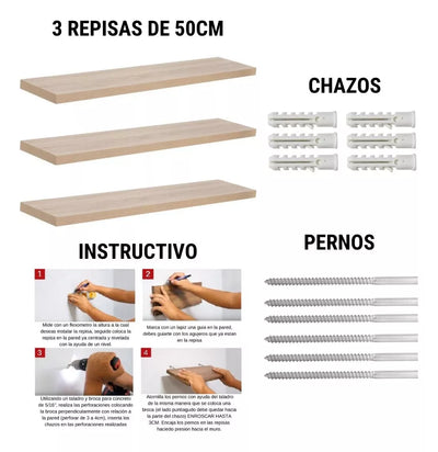 SET X3 REPISAS FLOTANTES DE 50 CM