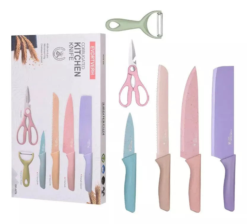JUEGO CUCHILLOS COCINA 6P ANTIDESLIZANTE