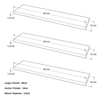 SET X3 REPISAS FLOTANTES DE 50 CM